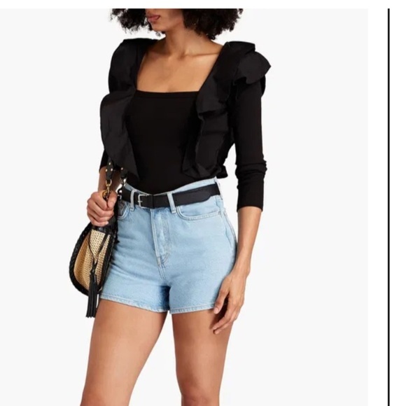 VERONICA BEARD jeans Gidea Ruffled Poplin Top size M black casual dressy stretch - Picture 1 of 10